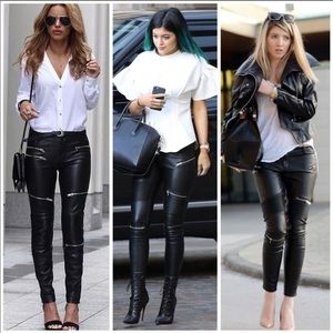 ZARA faux leather moto pant